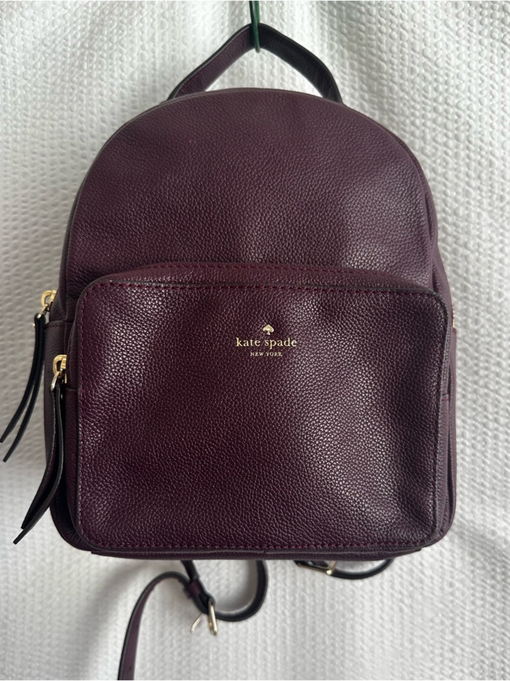 Kate Spade Mini Nicole Larchmont Avenue Pebbled Leather Backpack Deep Plum OS